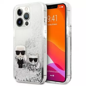Karl Lagerfeld Apple iPhone 13 Pro Liquid Glitter Choupette Case sidabrinis