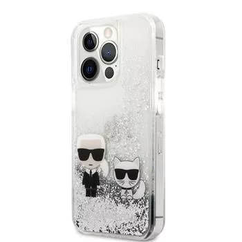 Karl Lagerfeld Apple iPhone 13 Pro Liquid Glitter Choupette Case sidabrinis