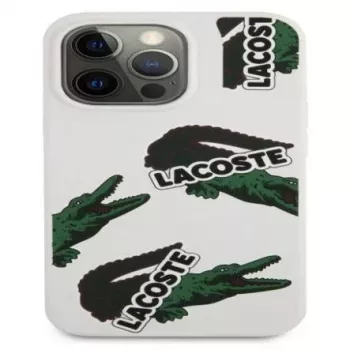 Lacoste Apple iPhone 13 Pro Liquid Silicone Allover Pattern Case White