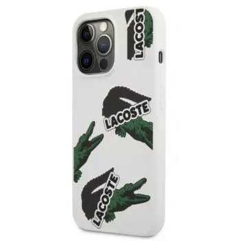 Lacoste Apple iPhone 13 Pro Liquid Silicone Allover Pattern Case White