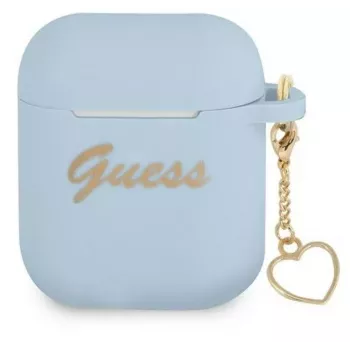 Guess AirPods 1/2 Dangtelis Silikoninis Su Pakabuku Heart Collection Mėlyna