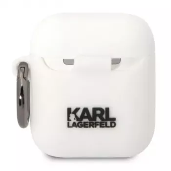 Karl Lagerfeld Apple AirPods 1/2 3D Logo NFT Karl Head Silikoninis Dėklas Baltas