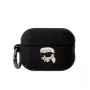 Karl Lagerfeld 3D Logo NFT Karl Head Silikoninis Dėklas, skirtas AirPods Pro 2, Juodas