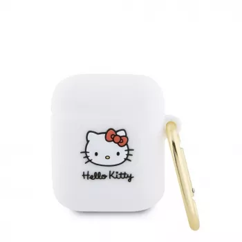 Hello Kitty HKA23DKHSH Silicone 3D Kitty Head Case, skirtas Apple AirPods 1/2 - balta