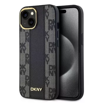 DKNY Apple DKNY PU Leather Checkered Pattern Magsafe Case, skirta iPhone 15, juoda