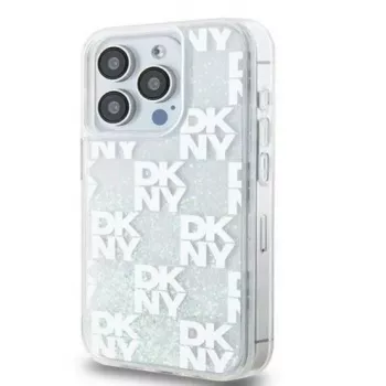 DKNY Apple iPhone 15 Pro 6,1 inch Hardcase Liquid Glitter Multilogo White