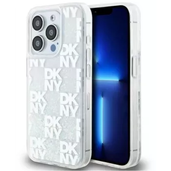 DKNY Apple iPhone 15 Pro 6,1 inch Hardcase Liquid Glitter Multilogo White