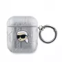 Karl Lagerfeld PU Embossed Karl Head Case, skirtas AirPods 1/2, sidabrinis
