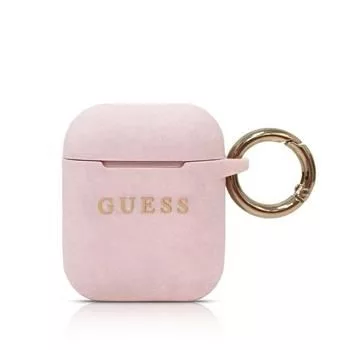 Guess Silikoninis Dėklas Apple AirPods (1-os ir 2-os kartos) – Rožinis