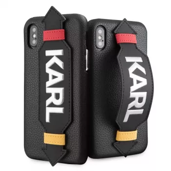 Karl Lagerfeld Apple iPhone X/XS PU dėklas su dirželiu, juodas