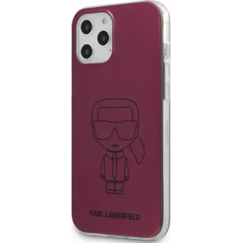 Karl Lagerfeld Apple iPhone 12/12 Pro 6,1 inch PC/TPU Metallic Iconic Outline Cover Dark Pink