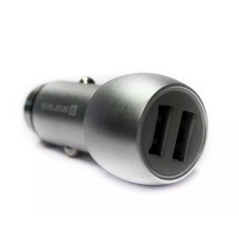 Evelatus Universal Car Charger ECC01 2USB Port 3.1A su nerūdijančio plieno avariniu įrankiu sidabrinis