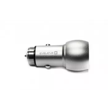 Evelatus Universal Car Charger ECC01 2USB Port 3.1A su nerūdijančio plieno avariniu įrankiu sidabrinis