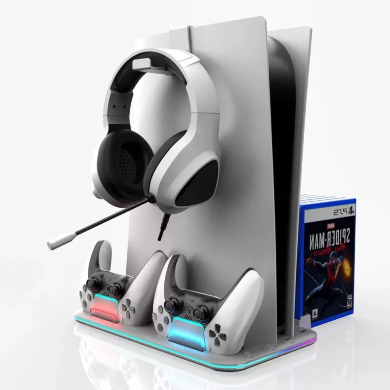 iLike Sim Cooler Stand su valdiklių įkrovikliu, skirta Sony PlayStation 5 / 5 Slim RGB juoda