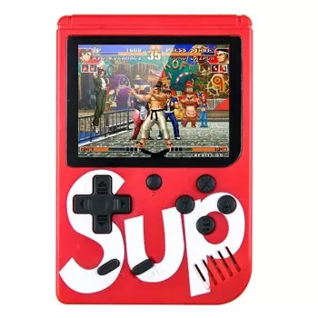 „GameBox R2“ 8 bitų nešiojama retro žaidimų konsolė su 400 žaidimų, 3 colių LCD ekranu, 1 valdikliu, TV RCA laidu – raudona