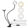 Elight TF stalinis spaustukinis 11 cm LED žiedo šviestuvas su 30 cm lanksčiu vamzdeliu ir telefono laikikliu, juodas
