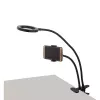 Elight TF stalinis spaustukinis 11 cm LED žiedo šviestuvas su 30 cm lanksčiu vamzdeliu ir telefono laikikliu, juodas