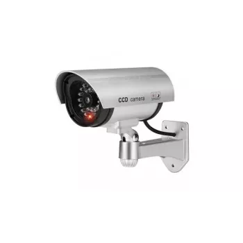 iWear IR1 Dummy CCTV Security Camera su mirksinčia raudona lempute, 2x AA baterijos, sidabrinė