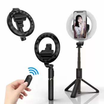 Elight L07 Professional Selfie Stick (max 90cm) su žiediniu LED apšvietimu, trikoju ir Bluetooth nuotolinio valdymo mygtuku
