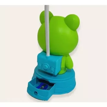 Kiddyz NL1 Space Froggy vaikiška naktinė lemputė ir stalinė lempa (20x10 cm) su USB maitinimu ir pieštukų galąstuvu, žalia