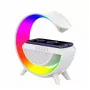 Elight G Formos garsiakalbio lempa su RGB LED apšvietimu ir belaidžiu išmaniųjų įrenginių įkrovikliu balta
