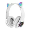 Bemi B39 Vaikiškos Bluetooth ausinės su katės ausimis, FM radiju, MP3, MicroSD ir skambučiais – balta