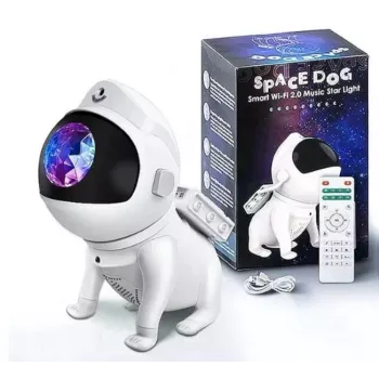 Elight G6 Space Dog Nebula Effect Wall & Ceiling Projector su garsiakalbiu, Bluetooth programėle, nuotolinio valdymo pulteliu, baltas