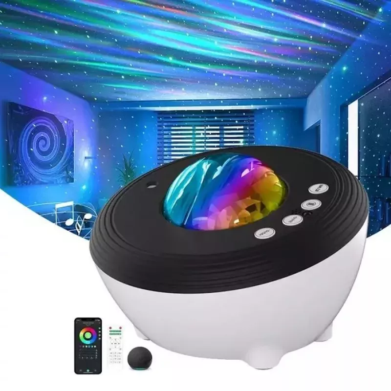 Elight J1 Aurora Projector su atmosferos garsais ir Bluetooth garsiakalbiu, išmanusis Wi-Fi Bluetooth valdymas per programėlę, baltas