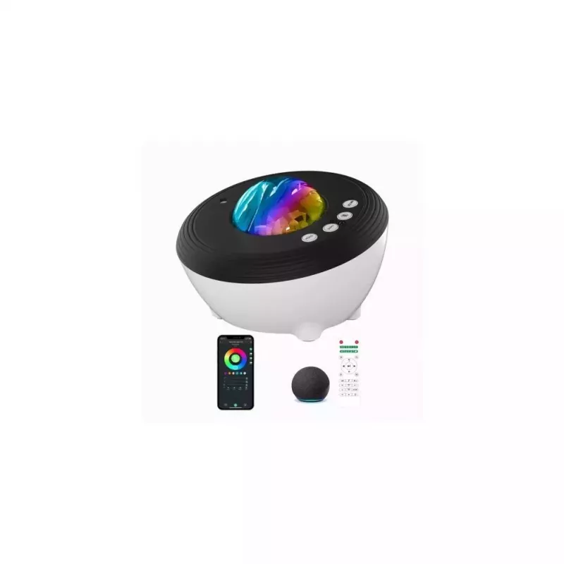 Elight J1 Aurora Projector su atmosferos garsais ir Bluetooth garsiakalbiu, išmanusis Wi-Fi Bluetooth valdymas per programėlę, baltas