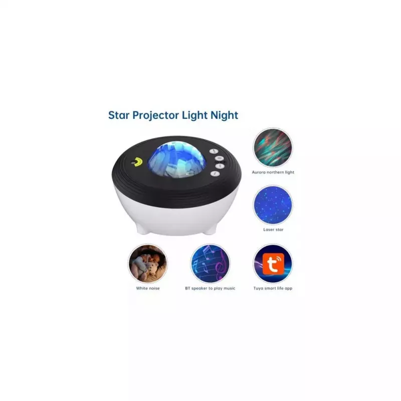 Elight J1 Aurora Projector su atmosferos garsais ir Bluetooth garsiakalbiu, išmanusis Wi-Fi Bluetooth valdymas per programėlę, baltas
