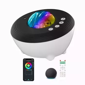 Elight J1 Aurora Projector su atmosferos garsais ir Bluetooth garsiakalbiu, išmanusis Wi-Fi Bluetooth valdymas per programėlę, baltas