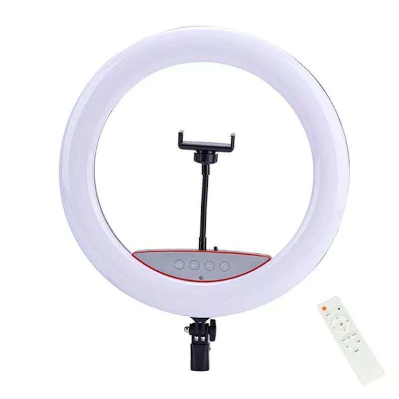 Elight SR14 36 cm LED žiedinė šviesa su išmaniojo telefono laikikliu, 220 V adapteriu ir „Bluetooth“ nuotolinio valdymo pulteliu, juoda