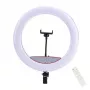Elight SR14 36 cm LED žiedinė šviesa su išmaniojo telefono laikikliu, 220 V adapteriu ir „Bluetooth“ nuotolinio valdymo pulteliu, juoda