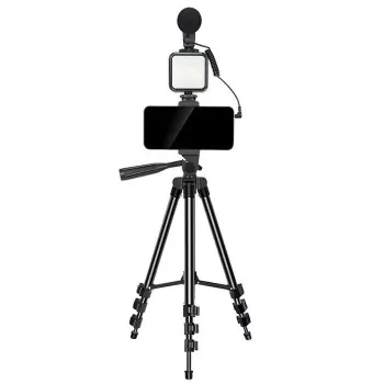 Elight M5 Vlog Smartphone Fix Video & Photo Kit su LED šviesa, mikrofonu, trikoju 1,3 m, nuotolinio valdymo pulteliu