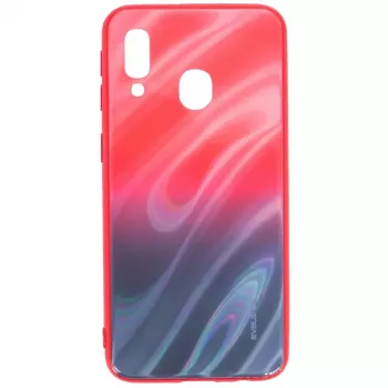 Evelatus Samsung Galaxy A40 Water Ripple Gradient Color Anti-Explosion Tempered Glass Case Gradient Red-Black
