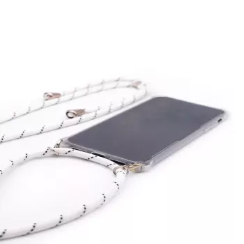 Evelatus Samsung Galaxy A70 Dėklas su Virvele Baltomis Juostomis Skaidrus TPU Užvalkalas