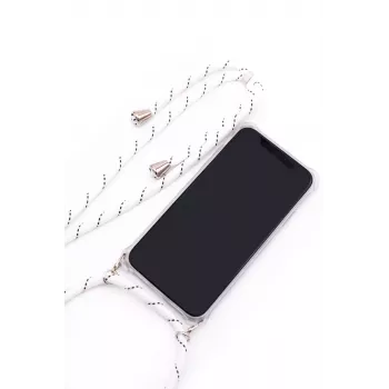 Evelatus Samsung Galaxy A70 Dėklas su Virvele Baltomis Juostomis Skaidrus TPU Užvalkalas