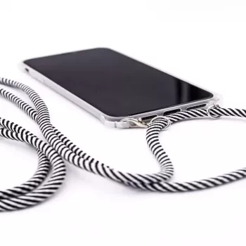 Evelatus Samsung Galaxy S10 dėklas su virvele Black Stripes Transparent