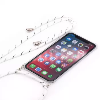 Evelatus Apple iPhone 11 Pro Max dėklas su virvute ir baltomis juostelėmis, permatomas