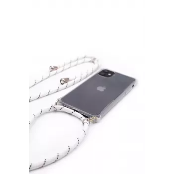 Evelatus Apple iPhone 11 Pro Max dėklas su virvute ir baltomis juostelėmis, permatomas