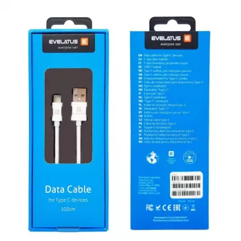 Evelatus duomenų laidas USB-C įrenginiams, TPC07 baltas – USB-A į USB-C, 1,2 m, 15 W įkrovimas, duomenų sinchronizavimas