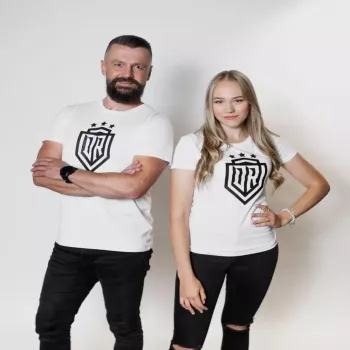 Moteriški marškinėliai Dinamo DINAMO su juodu spaudiniu XS Balti