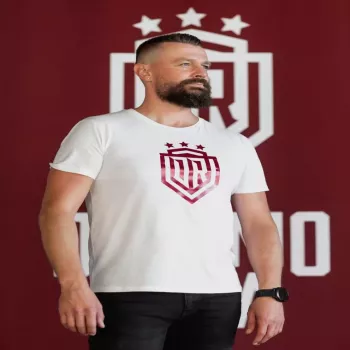 Dinamo vyriški marškinėliai XL «DINAMO» su raudonu metaliniu atspaudu balti