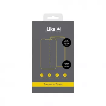 iLike Apple iPhone 12/12 Pro 2.5D Silk Print Full Cover Glass Screen Protector - Juodas