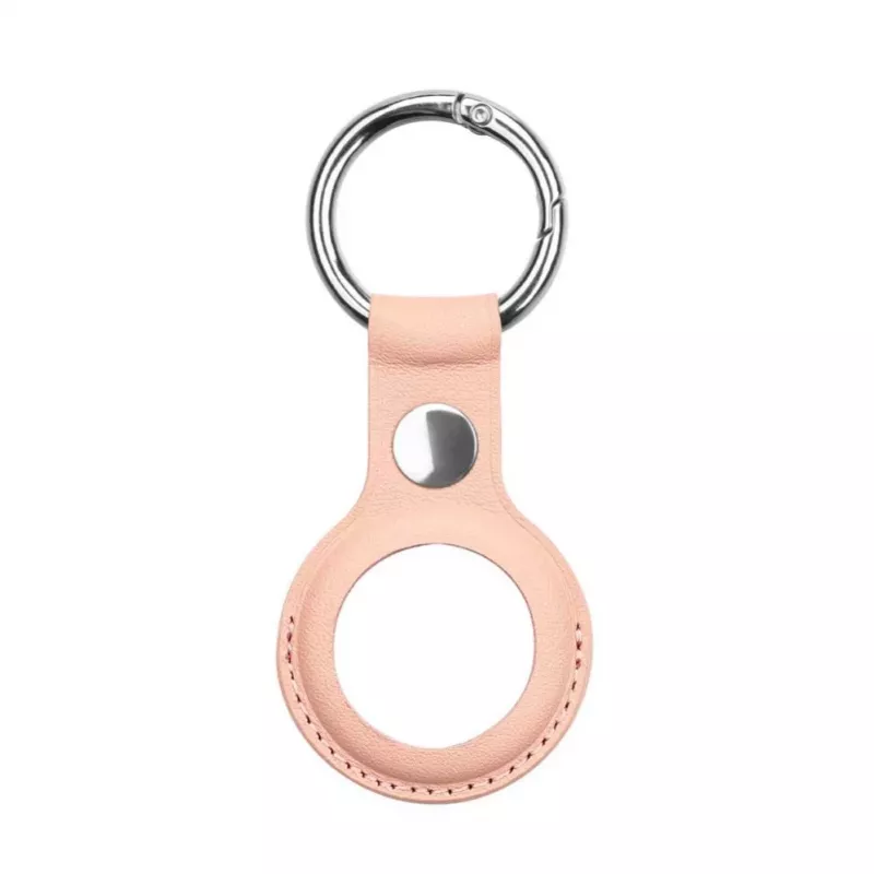 iLike AirTag PU Leather Key Ring Keychain Case Pink