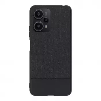 iLike Xiaomi Redmi Note 12 / Poco X5 Plastikinės odos galinis dangtelis juodas