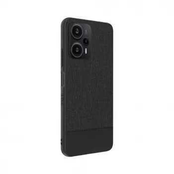iLike Xiaomi Redmi Note 12 / Poco X5 Plastikinės odos galinis dangtelis juodas