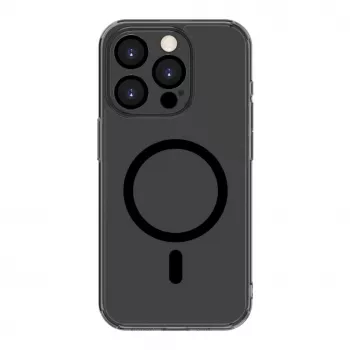 Evelatus Apple iPhone 15 Pro Max permatomas dėklas su MagSafe ir fotoaparato apsauga, juodas permatomas
