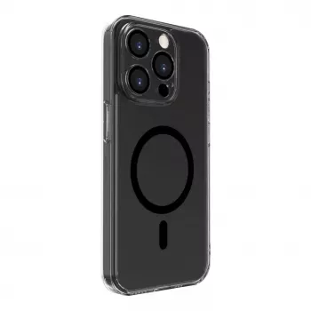 Evelatus Apple iPhone 15 Pro Max permatomas dėklas su MagSafe ir fotoaparato apsauga, juodas permatomas