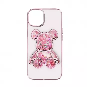 iLike Apple iPhone 14 Silikoninis Dėklas su „Desire Bear“ raštu, Rožinis